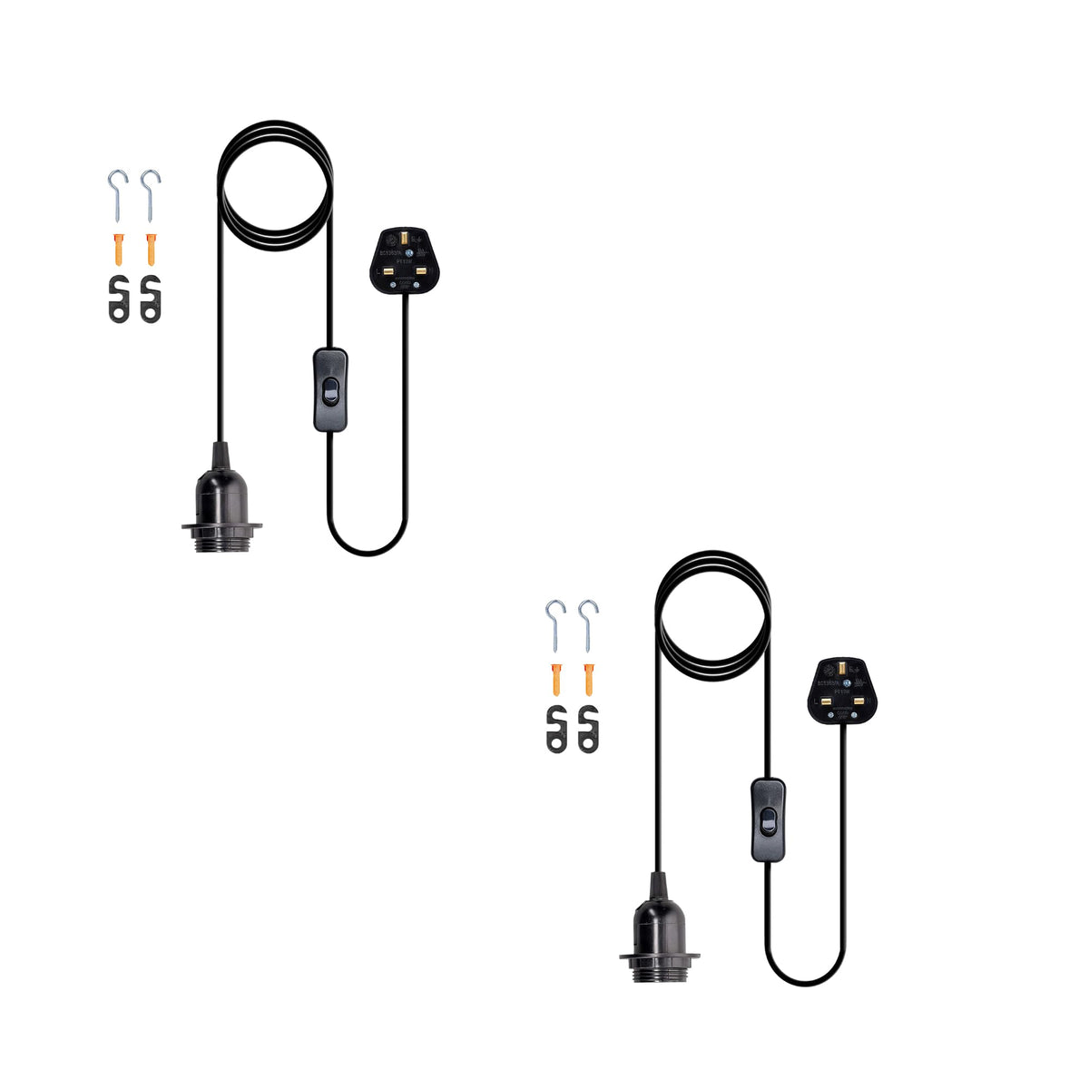 Plug in Pendant Light 2m/4.5m Cable E27 Lamp Holder~4119