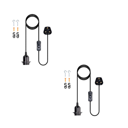 Plug in Pendant Light 2m/4.5m Cable E27 Lamp Holder~4119