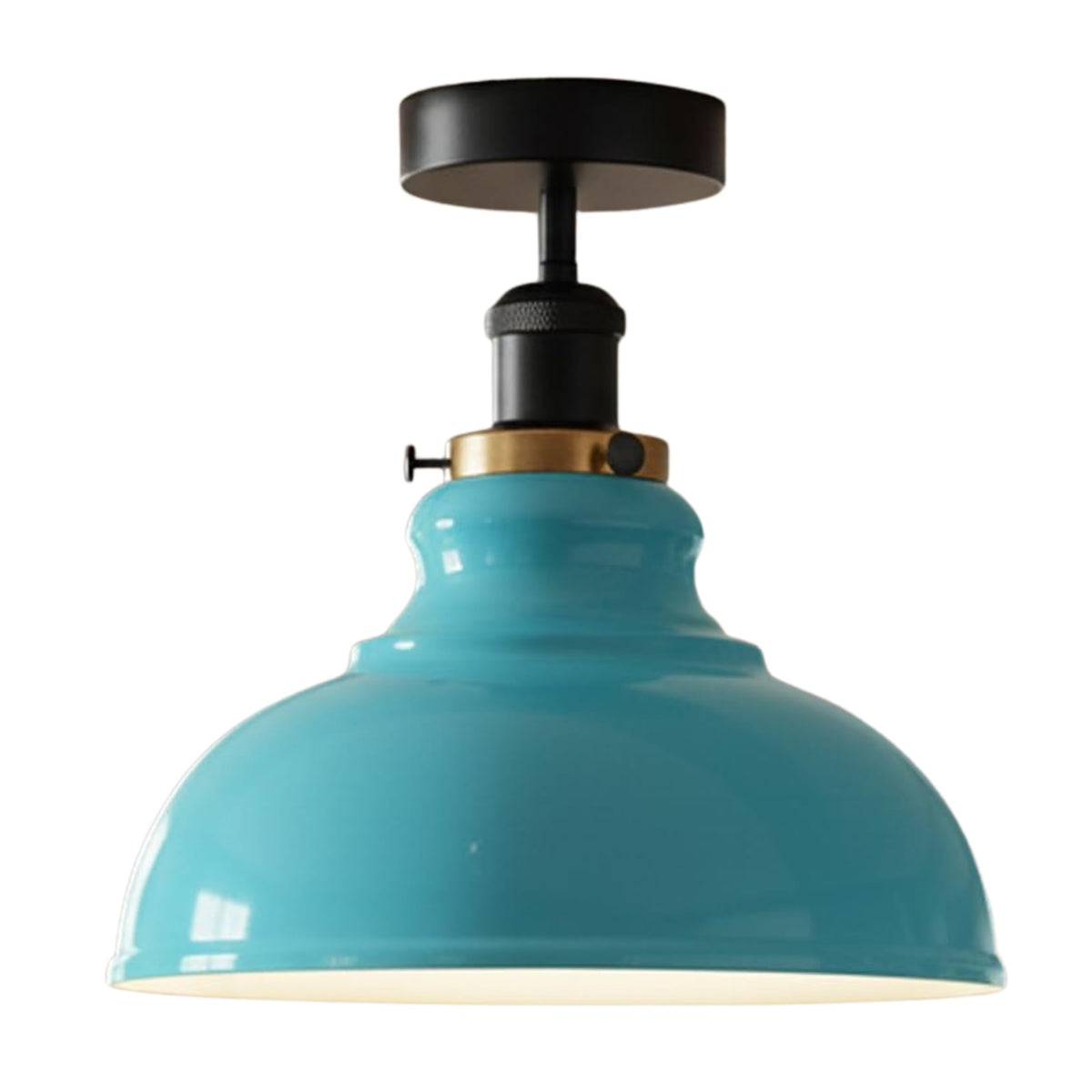 Curvy Metal Shade Ceiling Light, Semi Flush Mount Fixture, E26 Black Holder