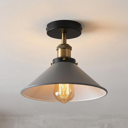 Cone Semi Flush Ceiling Light 22cm E27 with Bulb ~4110