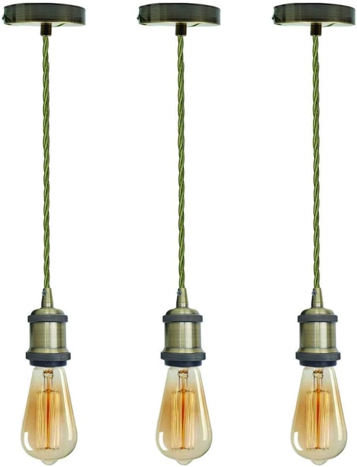 Vintage E27 Pendant Light 2m Cable 3 Pack~4087