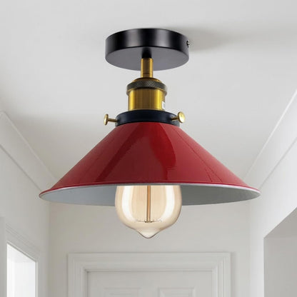 Semi Flush Ceiling Light 22cm Cone Shade E27 with Bulb ~4126