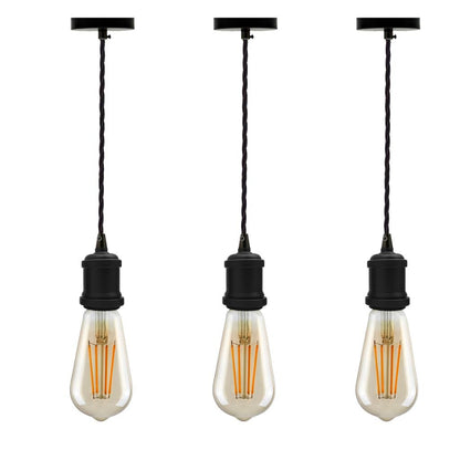 Vintage E27 Pendant Light 2m Cable 3 Pack~4087