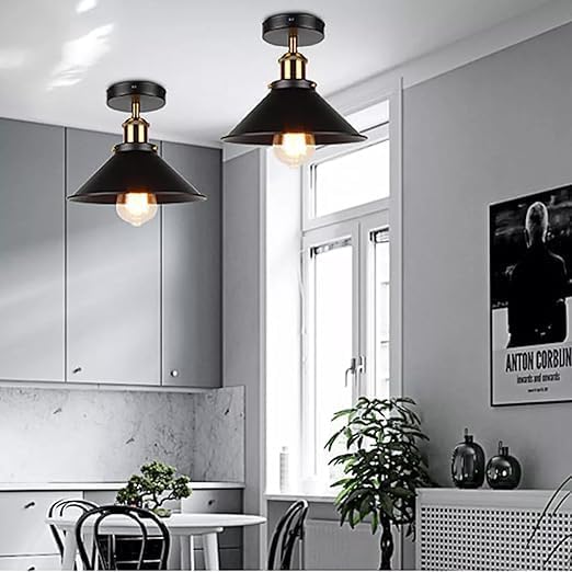green brass cone ceiling light