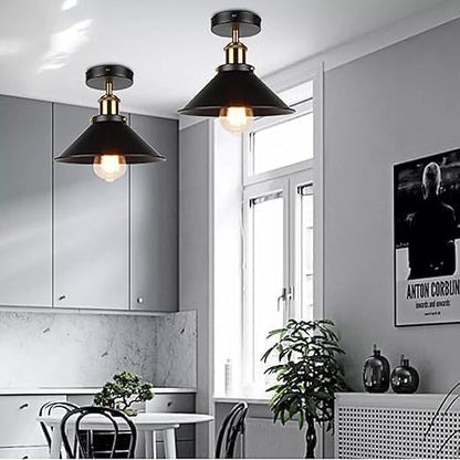 green brass cone ceiling light