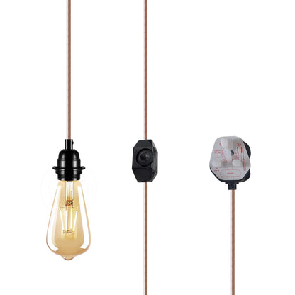 2m Plug in Pendant Light Fabric Cable  E27 Socket~4101