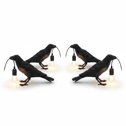 Black Raven Table Lamp – Resin Crow Lamp with Bulb~4044