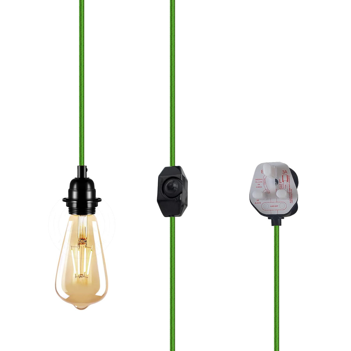 2m Plug in Pendant Light Fabric Cable  E27 Socket~4101
