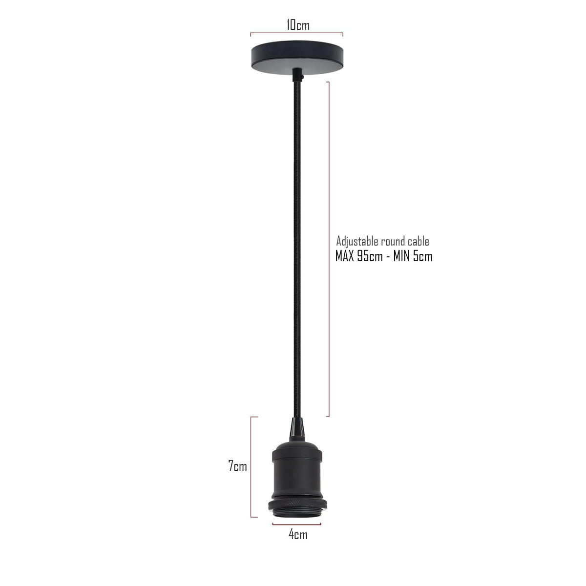 E27 Pendant Light 95cm Adjustable Cable ~ 4045