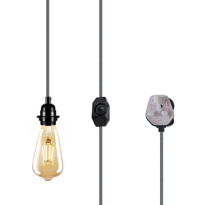 2m Plug in Pendant Light Fabric Cable  E27 Socket~4101