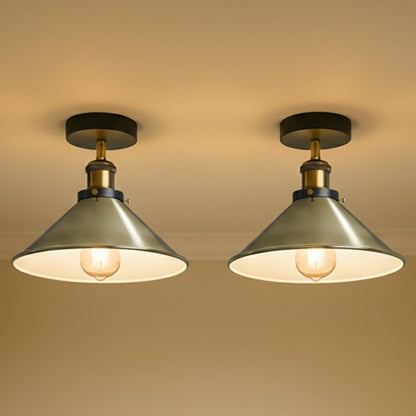 2 Pack 22cm Cone Ceiling Light E27 Semi Flush ~4106