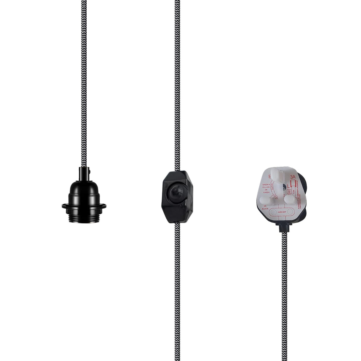 2m Plug in Pendant Light Fabric Cable  E27 Socket~4101