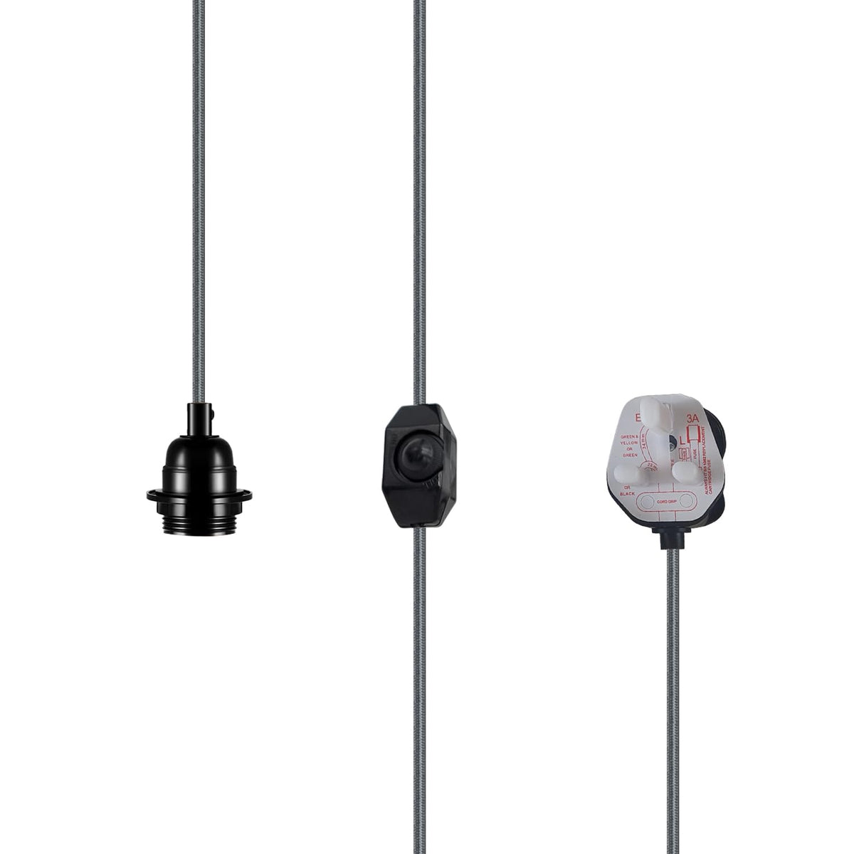 2m Plug in Pendant Light Fabric Cable  E27 Socket~4101