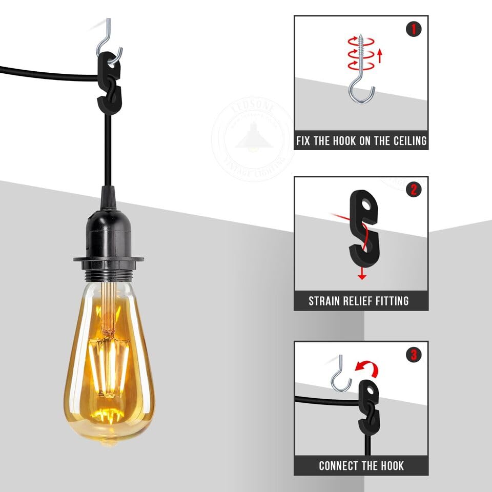 Plug in Pendant Light 2m/4.5m Cable E27 Lamp Holder~4119