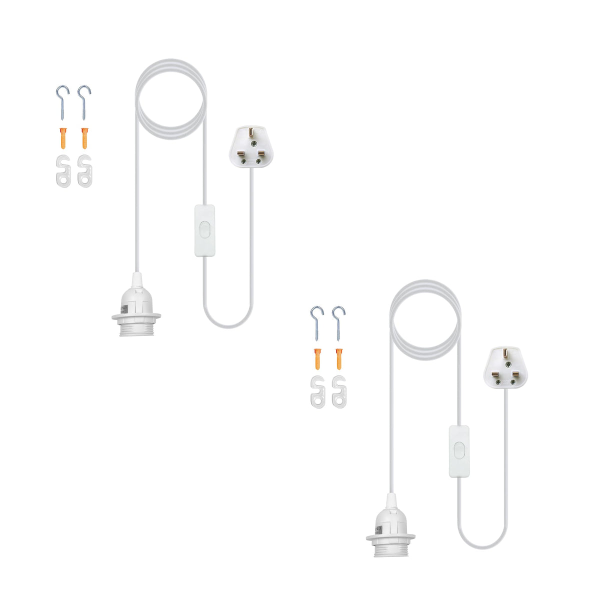 Plug in Pendant Light 2m/4.5m Cable E27 Lamp Holder~4119