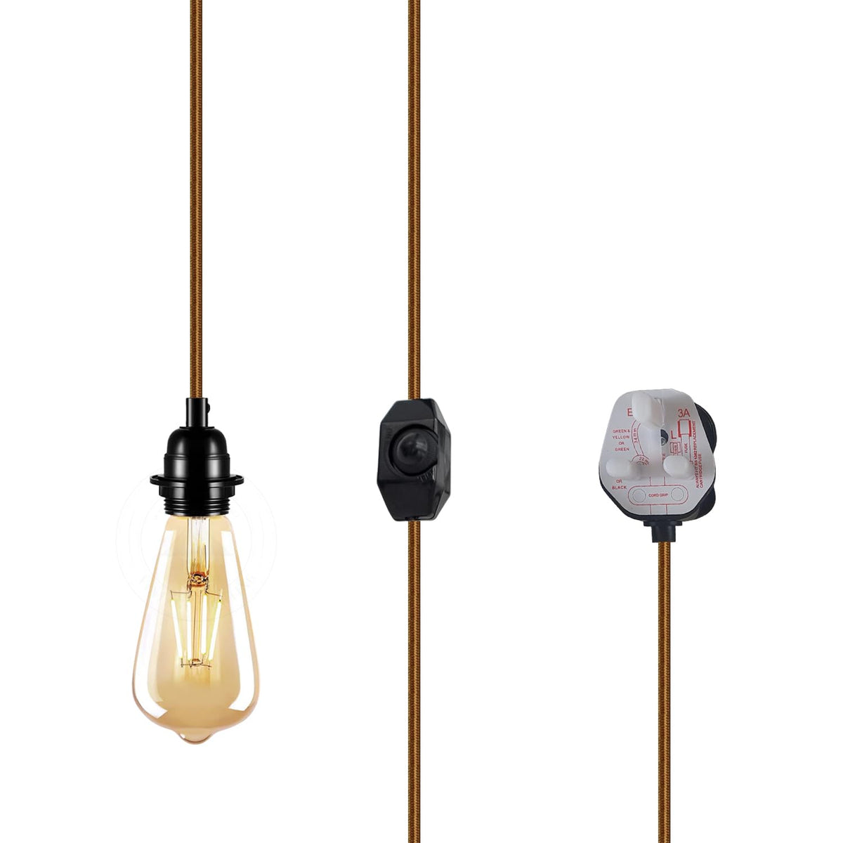 2m Plug in Pendant Light Fabric Cable  E27 Socket~4101