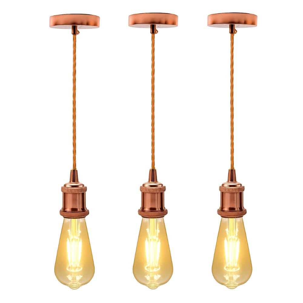 Vintage E27 Pendant Light 2m Cable 3 Pack~4087