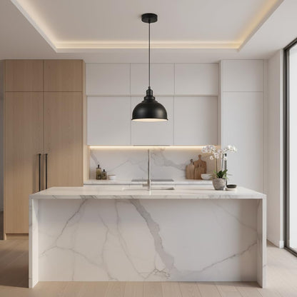 Black Metal Pendant Ceiling Light – 21cm Shade, E27~4067