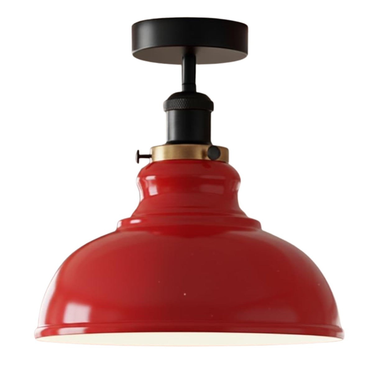 Curvy Metal Shade Ceiling Light, Semi Flush Mount Fixture, E26 Black Holder