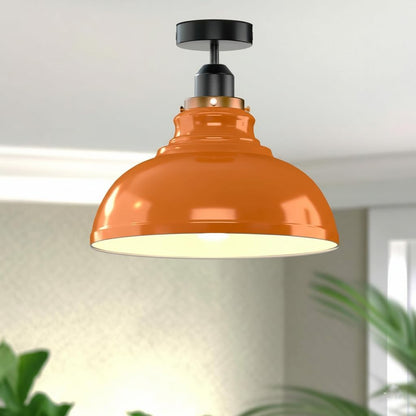 Curvy Metal Shade Ceiling Light, Semi Flush Mount Fixture, E26 Black Holder
