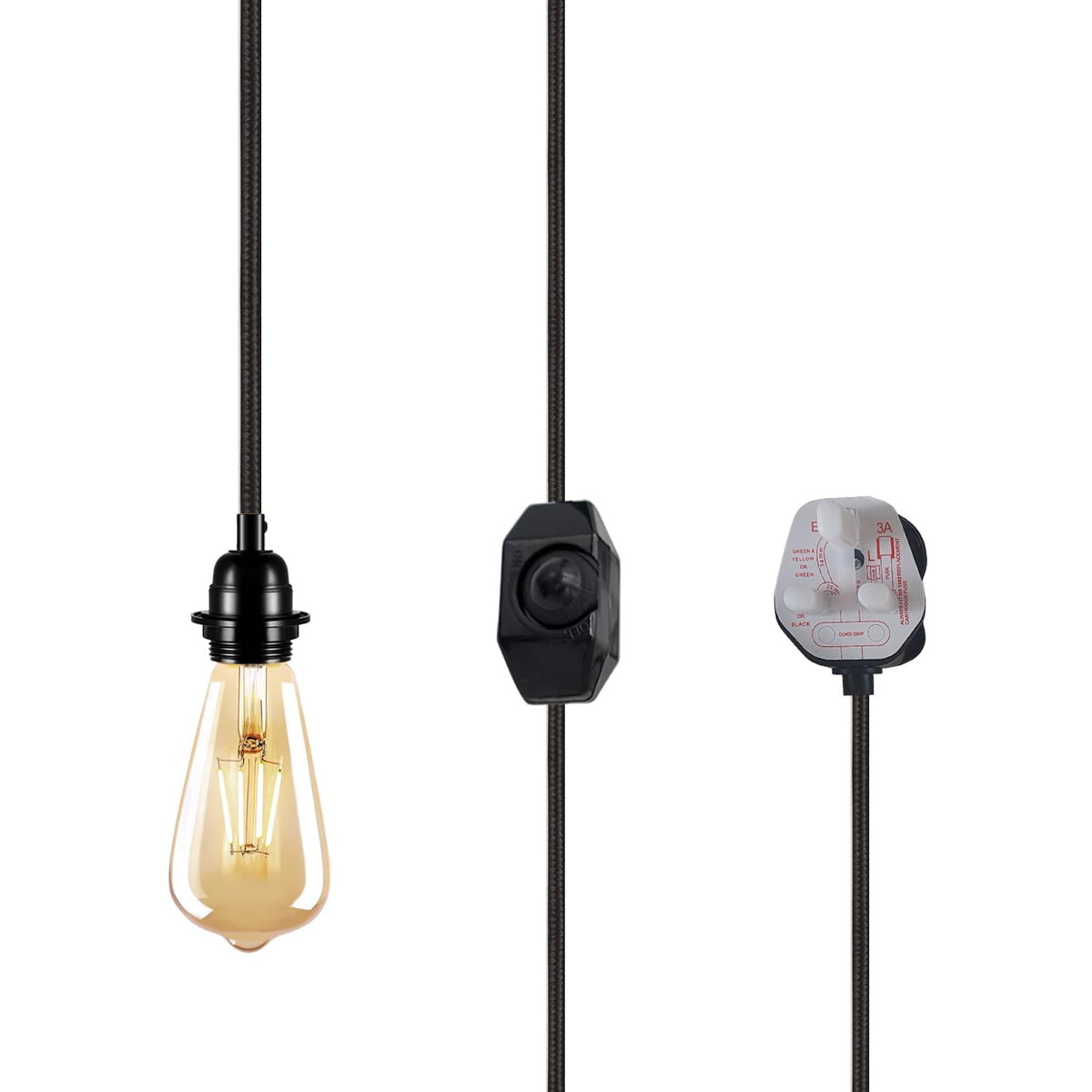Industrial hanging 4m Plug in Pendant Light Fit~4065