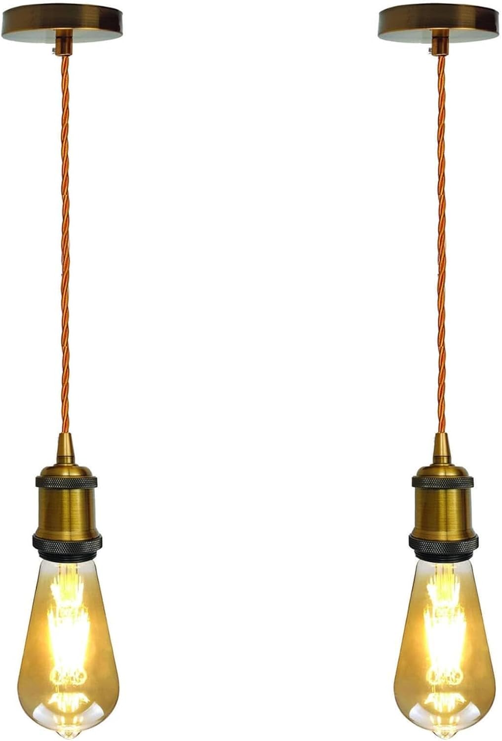 2 Pack Vintage E27 Pendant Light 2m Cable ~ 4062
