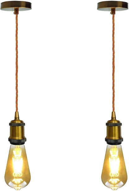 2 Pack Vintage E27 Pendant Light 2m Cable ~ 4062