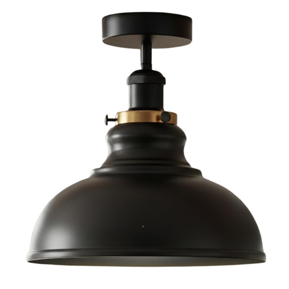 Curvy Metal Shade Ceiling Light, Semi Flush Mount Fixture, E26 Black Holder