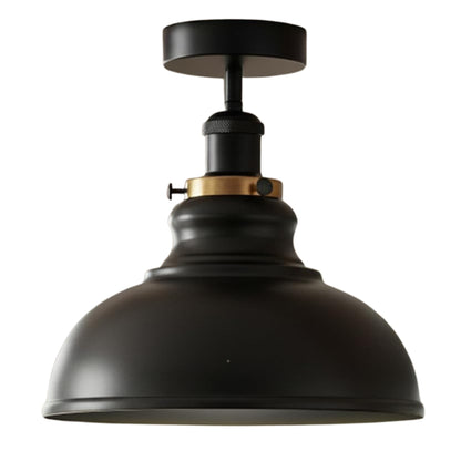 Curvy Metal Shade Ceiling Light, Semi Flush Mount Fixture, E26 Black Holder