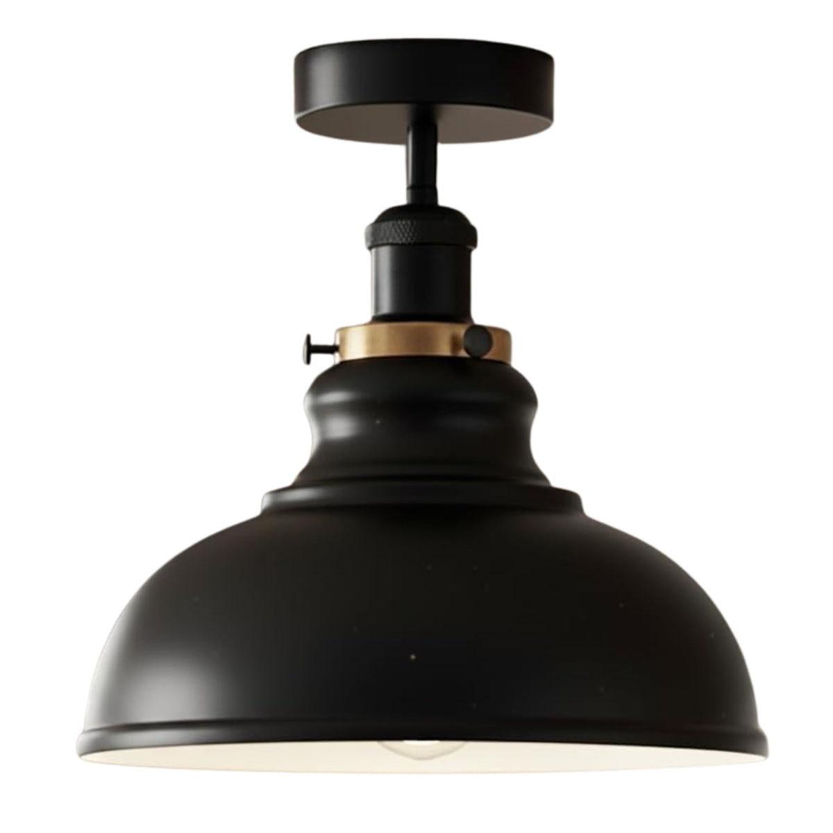 Curvy Metal Shade Ceiling Light, Semi Flush Mount Fixture, E26 Black Holder