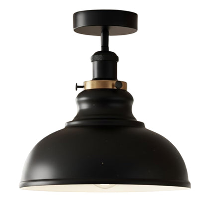 Curvy Metal Shade Ceiling Light, Semi Flush Mount Fixture, E26 Black Holder
