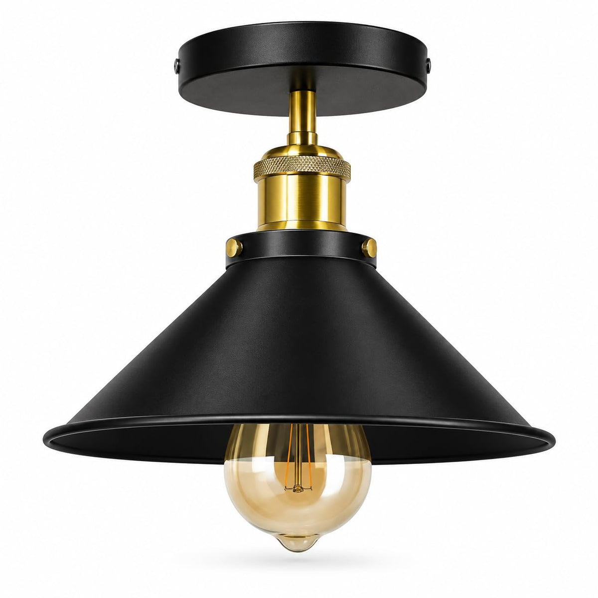green brass cone ceiling light