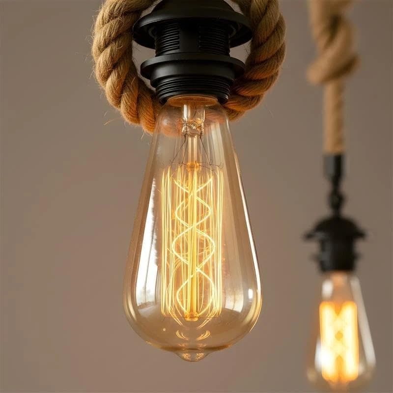 Hemp Ceiling Pendant Light Fitting E27 Lamp~4109