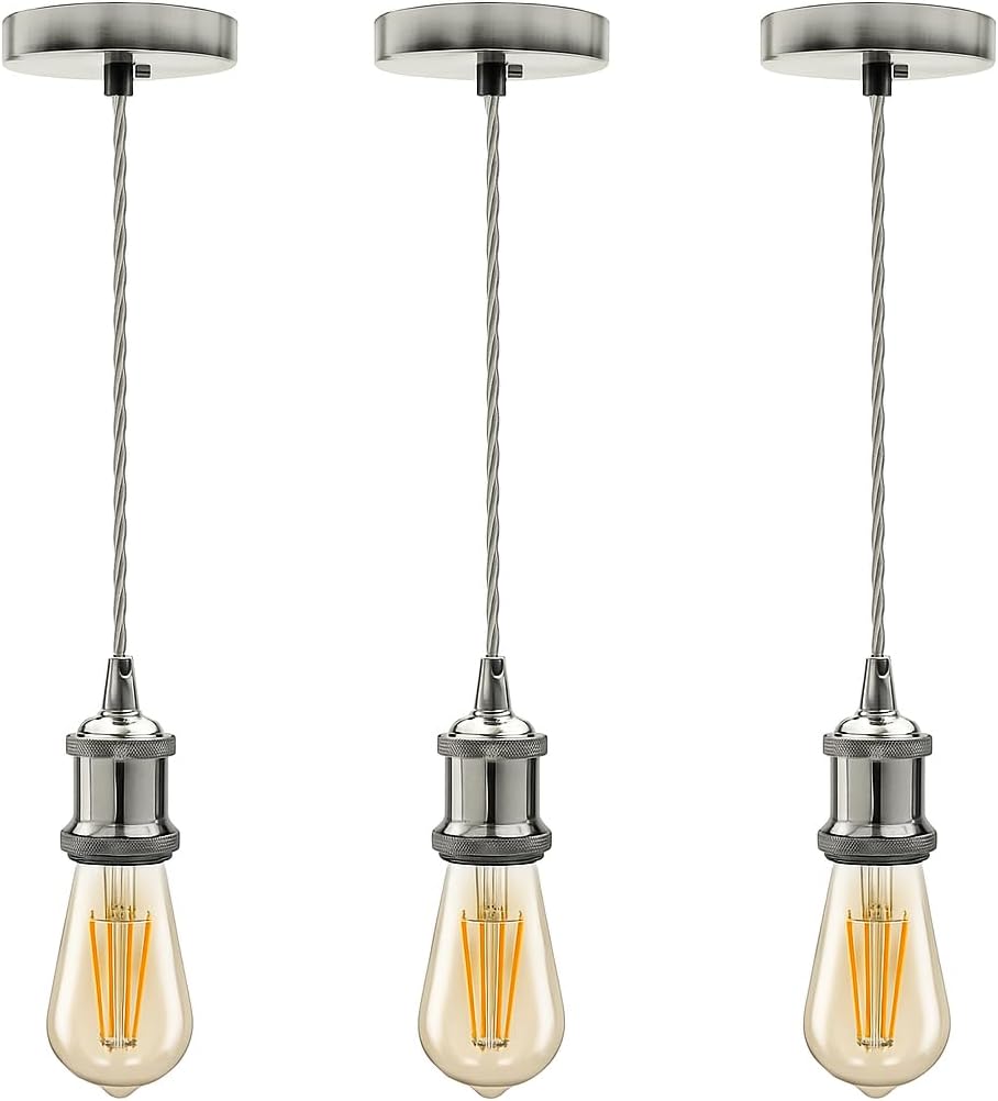 Vintage E27 Pendant Light 2m Cable 3 Pack~4087