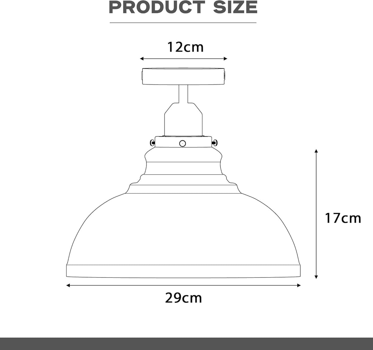 Curvy Metal Shade Ceiling Light, Semi Flush Mount Fixture, E26 Black Holder