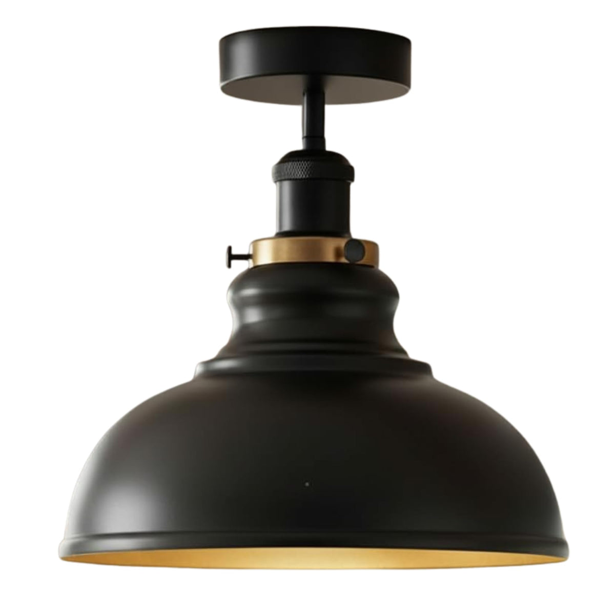 Curvy Metal Shade Ceiling Light, Semi Flush Mount Fixture, E26 Black Holder
