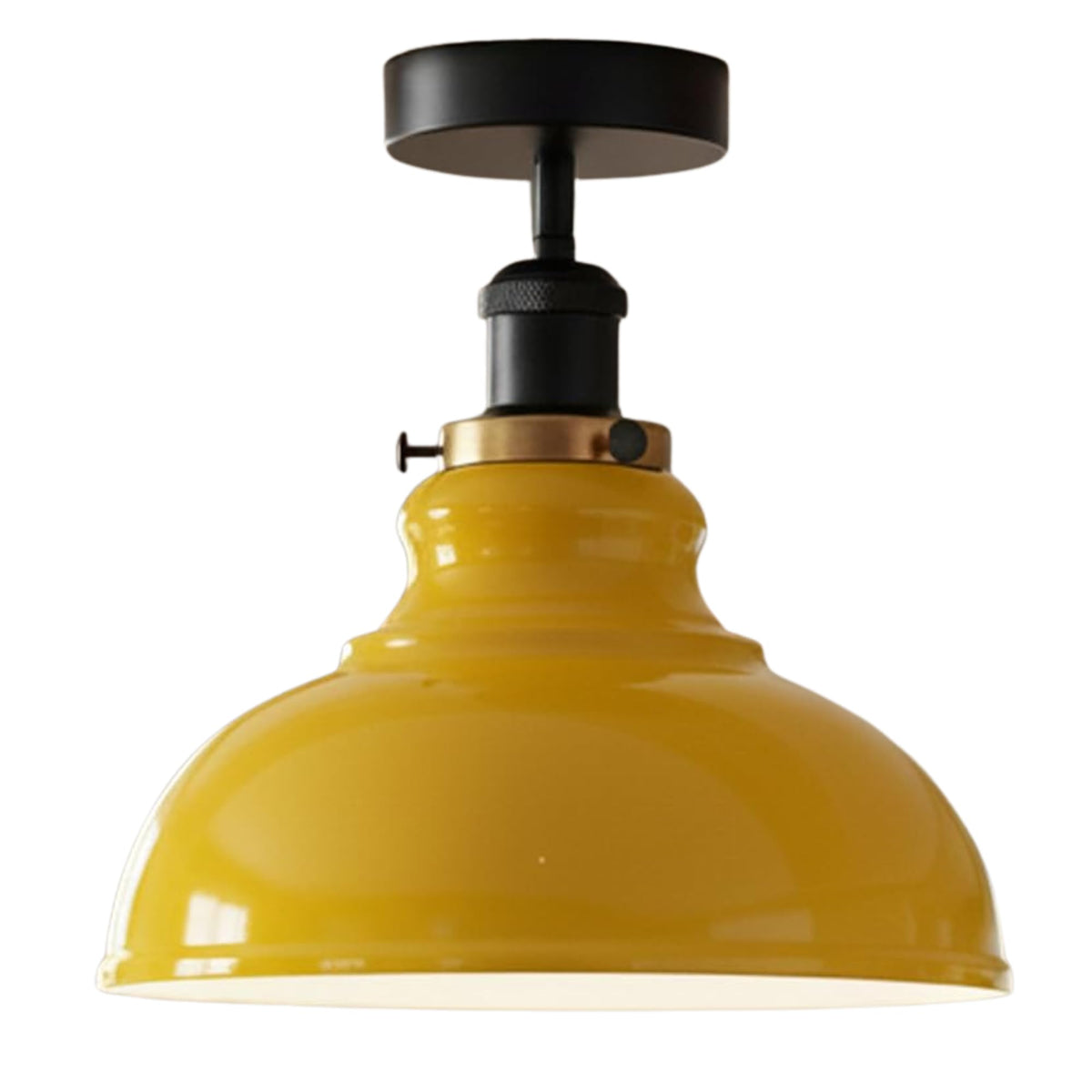 Curvy Metal Shade Ceiling Light, Semi Flush Mount Fixture, E26 Black Holder