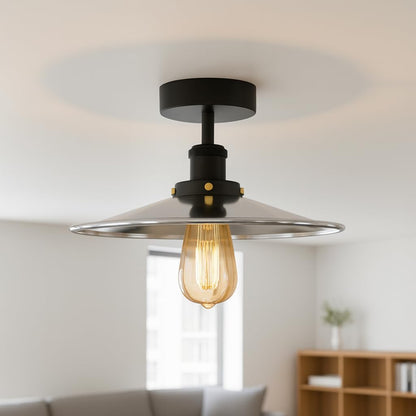 Industrial E27 Semi Flush Mount Ceiling Light~4041