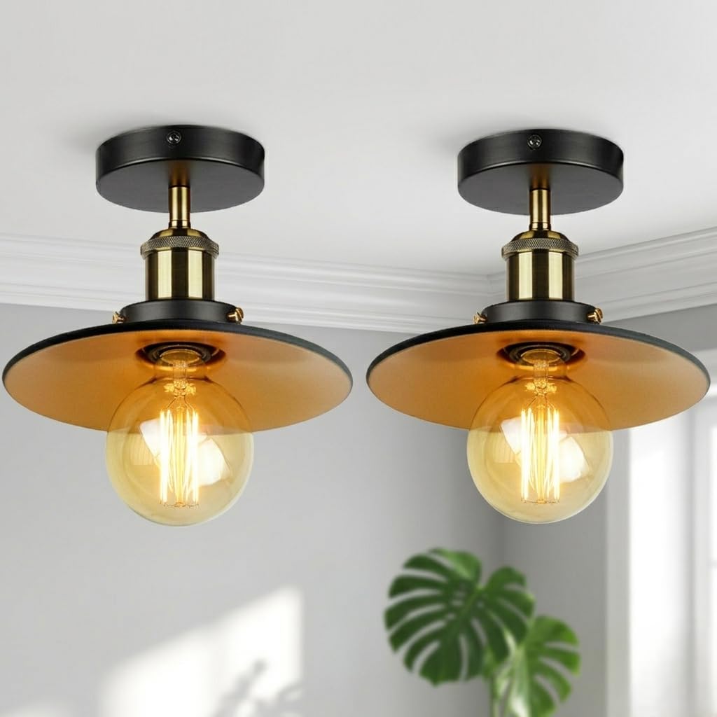 2 Pack Vintage E27 Flush Mount Ceiling Lights~4082