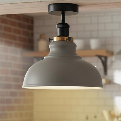 Curvy Metal Shade Ceiling Light, Semi Flush Mount Fixture, E26 Black Holder
