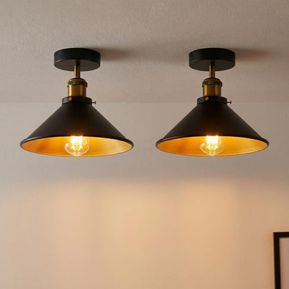 22cm Cone Ceiling Light E27 Semi Flush 2 Pack ~4099