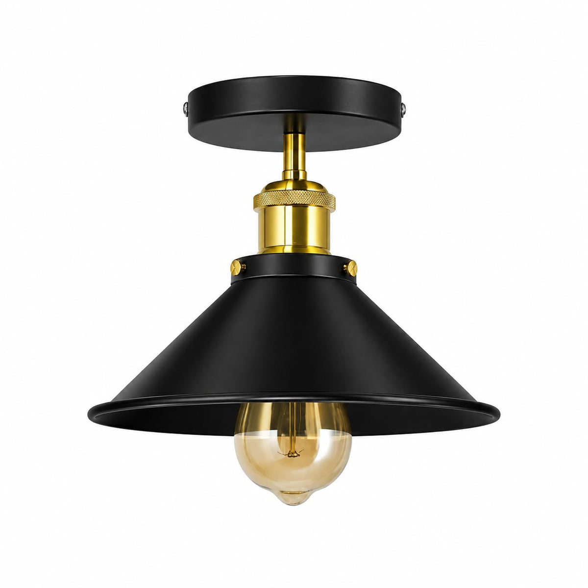 Semi Flush Ceiling Light 22cm Cone Shade E27 with Bulb ~4126