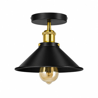 Semi Flush Ceiling Light 22cm Cone Shade E27 with Bulb ~4126