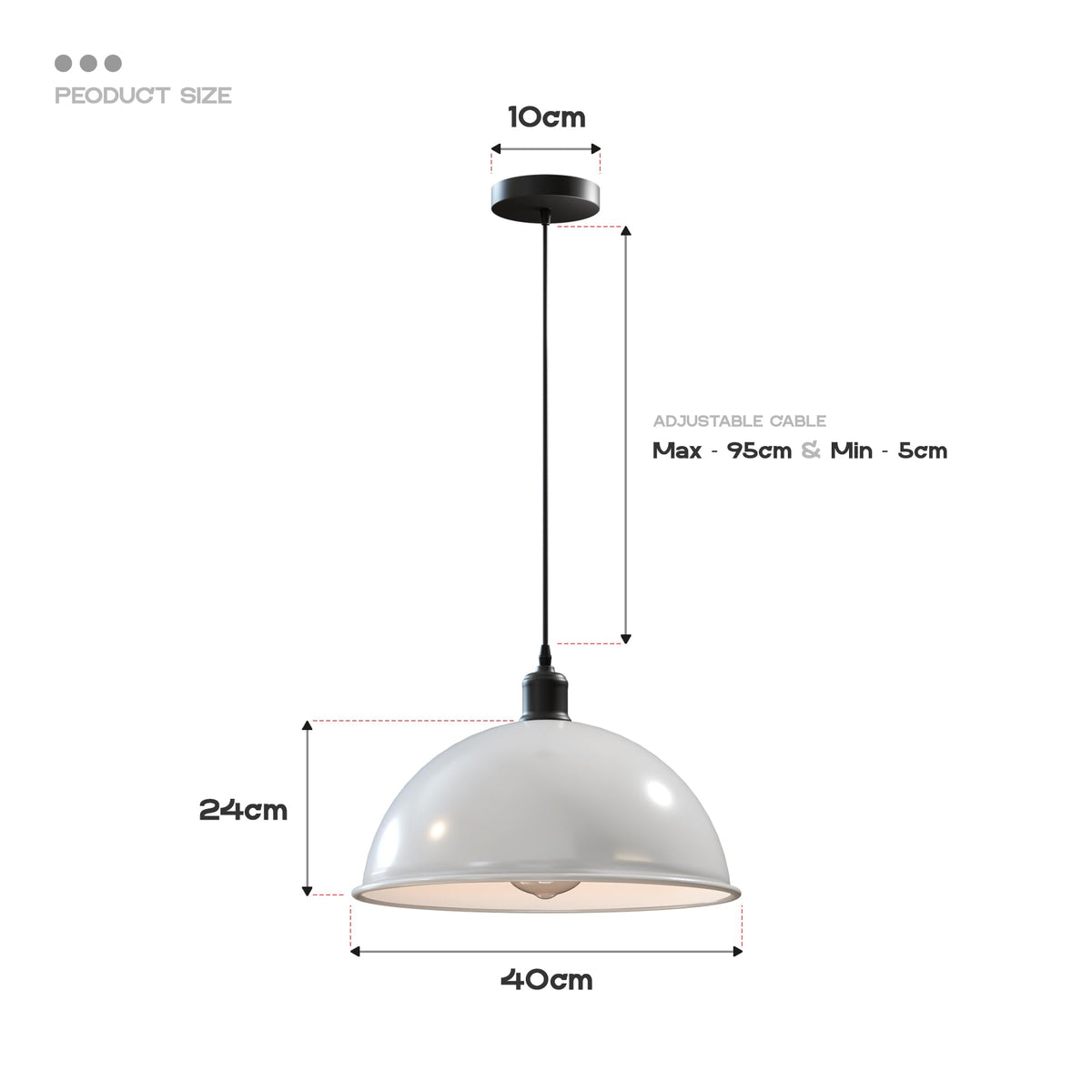 Vintage Large Industrial E27 Pendant Metal Ceiling Light Dome Shade ~3556