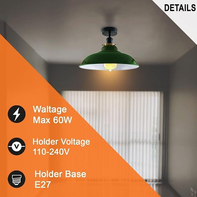 Flush Mount Ceiling Light Metal 32cm Light Shade~4125