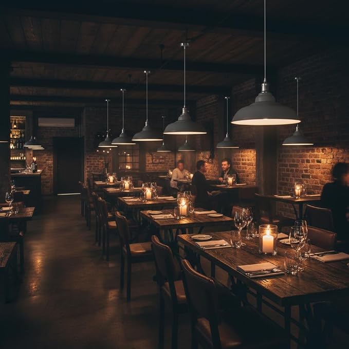 Semi Curvy Pendant Light Retro  E27 32cm Metal Shade~4138