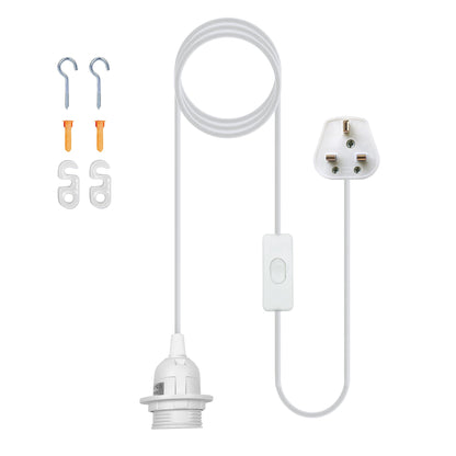 Plug in Pendant Light 2m/4.5m Cable E27 Lamp Holder~4119
