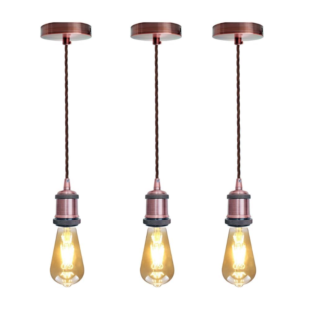 Vintage E27 Pendant Light 2m Cable 3 Pack~4087