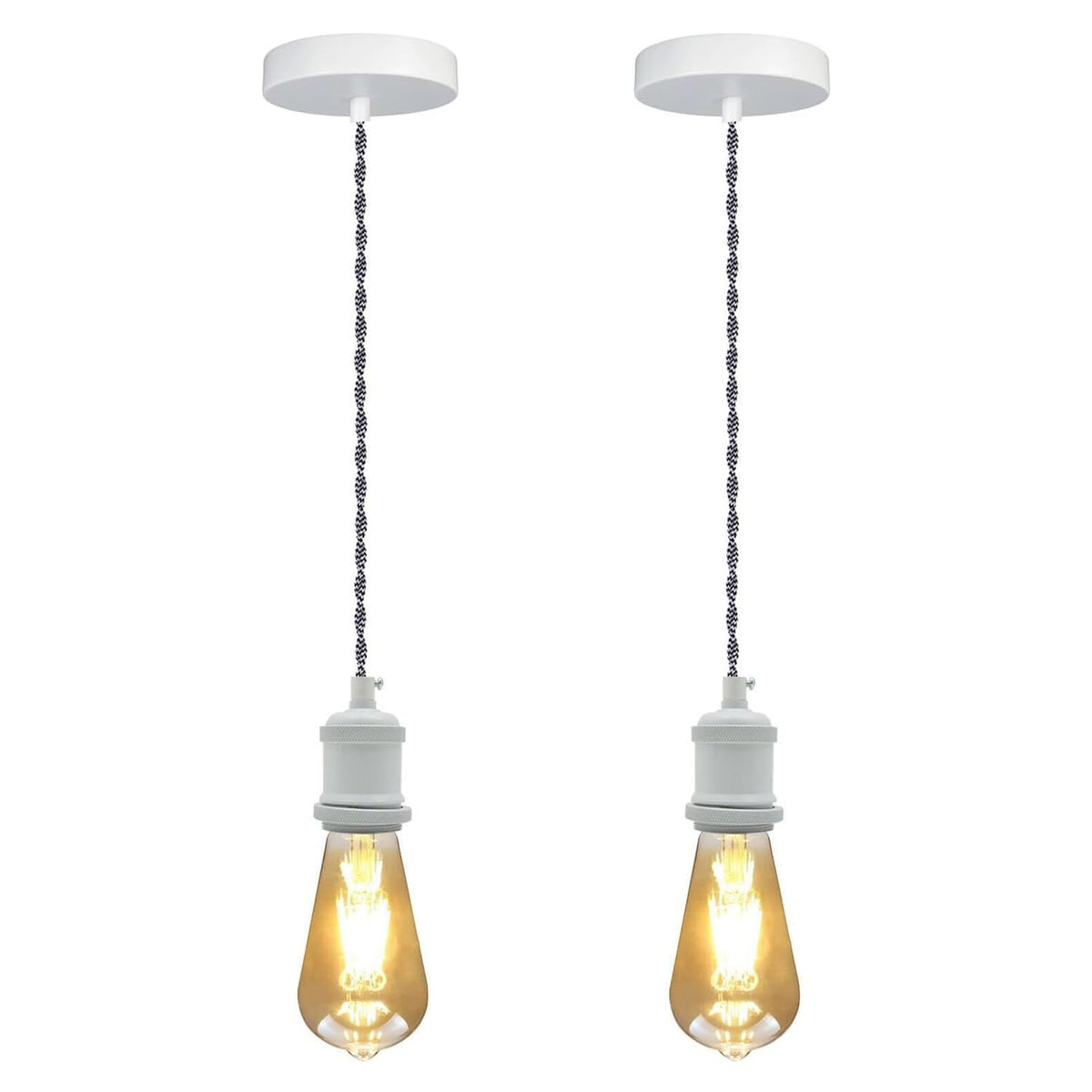 2 Pack E27 Pendant Light 1m Twisted Cable~4139