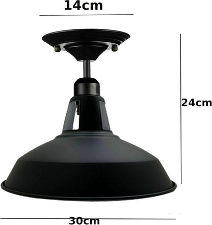Ceiling Light, Black, E27 Base, 30cm Metal Lamp Shade~4076